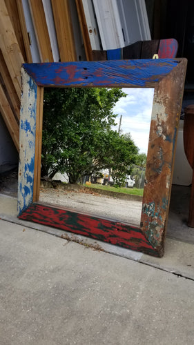 Reclaimed Boat Wood Mirror