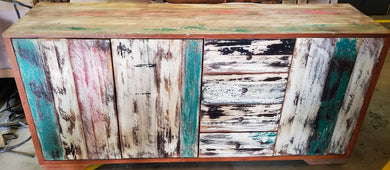 Reclaimed Boat Wood Dresser with Mirror