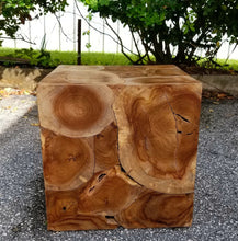 Sectioned Teak Square Stool
