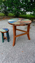 Reclaimed Boat Wood Table with Stool