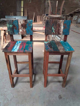 Reclaimed Boat Wood High Top Table and Stools