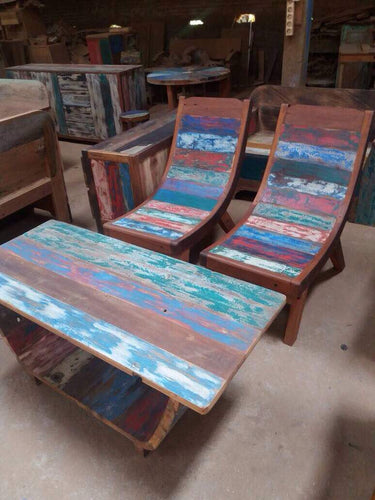 Reclaimed Boat Wood Curved Chair