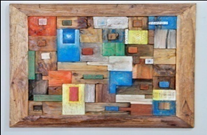 Stacked Reclaimed Boat Wood Wall Art