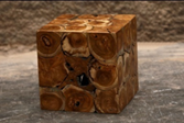 Natural Sectioned Teak Stool