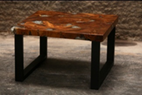 Teak and Resin Square End Table