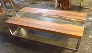 Teak Section Glass Inlay Coffee Table