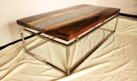 Suar Wood Section Resin Inlay Coffee Table