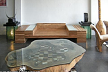 Teak Root Center Cut Coffee Table with Glass Top